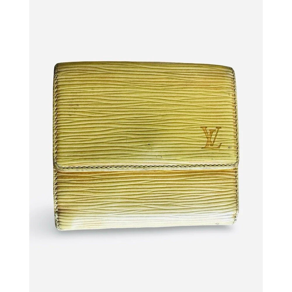 Louis Vuitton 💛💜Vintage Epi Leather Wallet Yellow-Purple Trifold Elise Retro